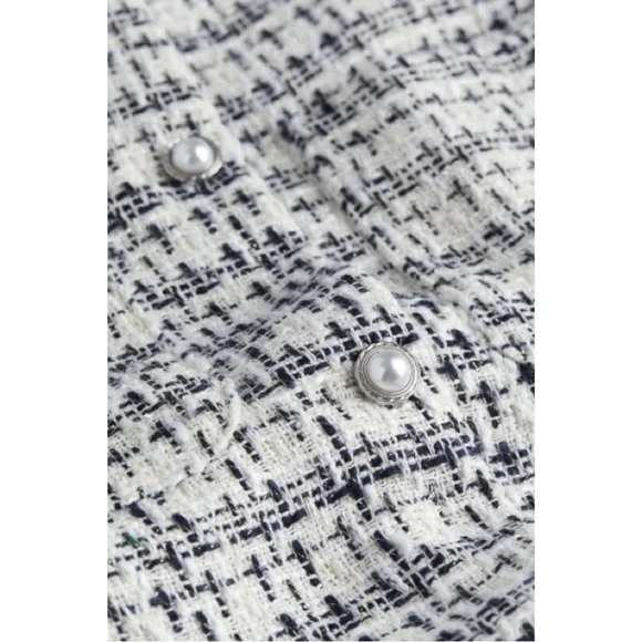 White/Black Plaid Boucle Jacket Size S - Picture 8 of 8